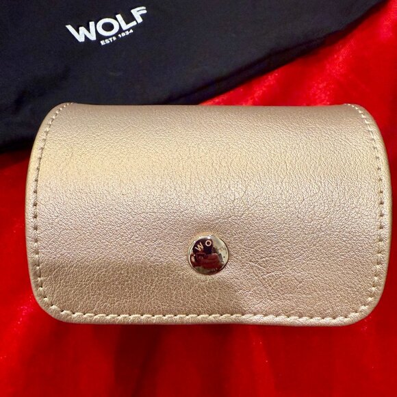 WOLF EST 1834 CHAMPAGNE FINE LEATHER WATCH JEWELRY CASE NEW WITHOUT TAGS (NWOT) - Picture 2 of 12